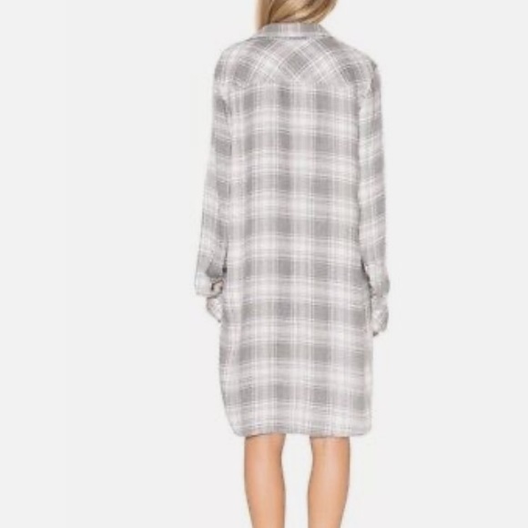 NWT Cloth & Stone long sleeves shirt dress, plaid white Heather gray, size M - Picture 4 of 8